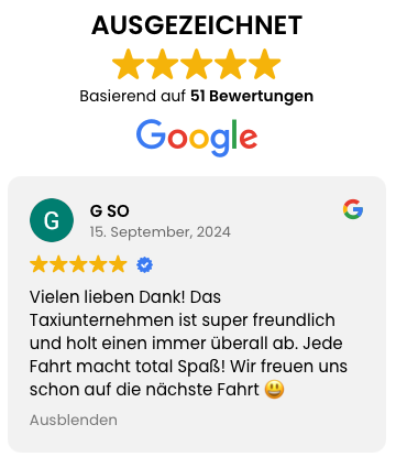 Taxiunternehmen Nahida Aziz in FFB hat die beste Kundenbewertung 2024 in Fürstenfeldbruck